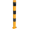 Barrier post | steel tube 70 x 70 mm | yellow / black | stationary, to be fixed by plugswith base plate 100 x 150 mm | without eyelet